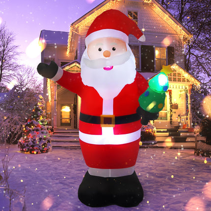 Vintoney 8FT/244cm Christmas Inflatable Santa Claus Inflatable Rotating LED Light Garden Decoration Inflatable Indoor and Outdoor Upgraded Santa Claus Christmas Decoration