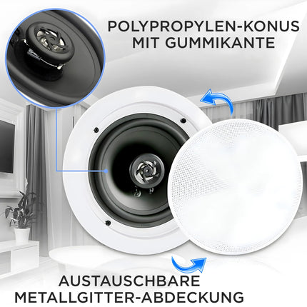 Pyle laekõlar, seinakõlar Bluetooth, 200W - 16,5 cm - sisseehitatud kõlar, Bluetooth kõlar - kodukino, kontori, lameda ja ümara helisüsteemi jaoks - stereosüsteem, seinale, riiulile ja lakke