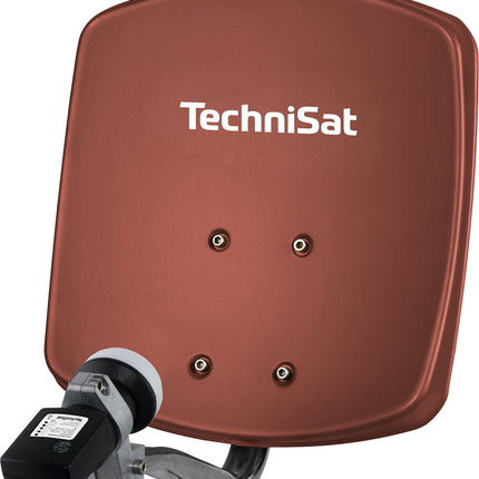 TechniSat DIGIDISH 33 – Satelliitantenn 1 abonendile (33 cm väike satelliitsüsteem – komplekt seinakinnituse ja satelliidiotsijaga V/H-LNB) punane