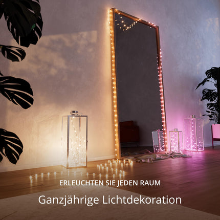 Twinkly Strings USB-C Pearls 100 LED-i, pärlikujulised LED-haldjatuled, RGB LED-tuled, mitmevärvilised, valentinipäeva tuled, ühildub Alexa ja Google Home'iga, USB-C, läbipaistev kaabel, 6 m
