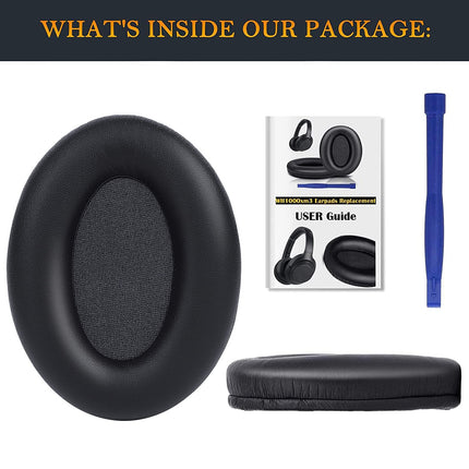 SOULWIT Protein Leather Replacement Ear Pads for Sony WH-1000XM3 (WH1000XM3) Over-Ear Headphones, Replacement Pads with Soft Protein Leather, Noise Isolating Memory Foam
