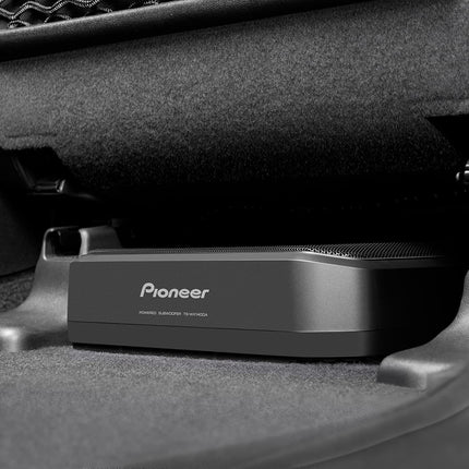 Pioneer TS-WX140DA aktiivsubwoofer, võimas korpuses subwoofer maksimaalse võimsusega 170 W, 20 x 13 cm subwoofer MDF-korpuses, IMPP membraan, must, juhtmega pult (5 m kaabel)