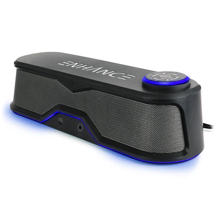ENHANCE SB1 Computer Speakers High Excursion Soundbar - USB Powered Computer Soundbar, Under-Monitor Speaker with 10W Peak, LED Volume Control, Headset Pass Through, Gaming Soundbar for PC