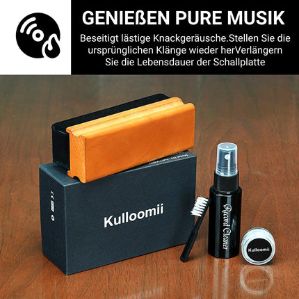 4-in-1 Vinyl Record Cleaning Kit – Record Cleaning Kit including a soft, scratch-resistant velvet brush, stylus brush, and cleaning solution – Professional Vinyl Cleaner
