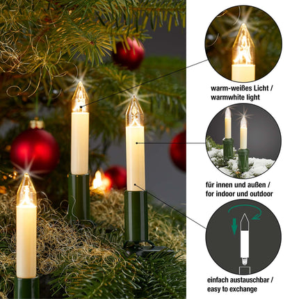 Hellum replacement candles for Christmas tree candles and fairy lights, indoor and outdoor, 3 pieces 12V 3W candle for fairy lights with 20 burning points, ø15mm E10/ 12V/ 3W/ 22 lumens 902037