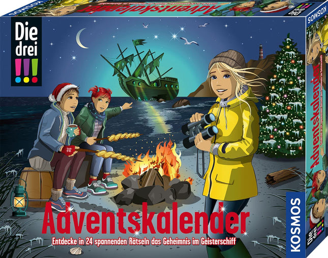 KOSMOS 632458 Kolm !!! Advendikalender, Avasta kummituslaeva saladus koos 24 detektiivitrikiga, Mänguasjade advendikalender lastele vanuses 8 ja vanemad, Kolm hüüumärki