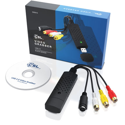 CSL - USB 2.0 Audio Video Grabber - Uus tarkvara, Windows 11-ga ühilduv - VHS - videoadapter monteerimiseks ja järeltöötluseks - kullatud kontaktid
