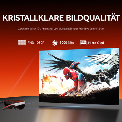 Rokid Max 2 AR-prillid mustad, 215-tolline Micro-OLED-ekraan, reguleeritav lühinägelikkus (0–600D), 120 Hz, 50° vaateväli ja 600 niti heledus, ühildub Androidi ja PC/ROG/Steamiga