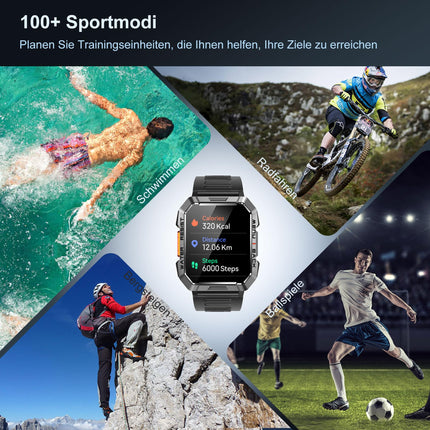 Blackview Smartwatch Men, Fitness Watch with Phone Function, Make/Receive Calls, Compass, IP68 Waterproof, Sports Watch with 100+ Sports Modes, Heart Rate Sleep Monitor, Pedometer, Watch for Android iOS