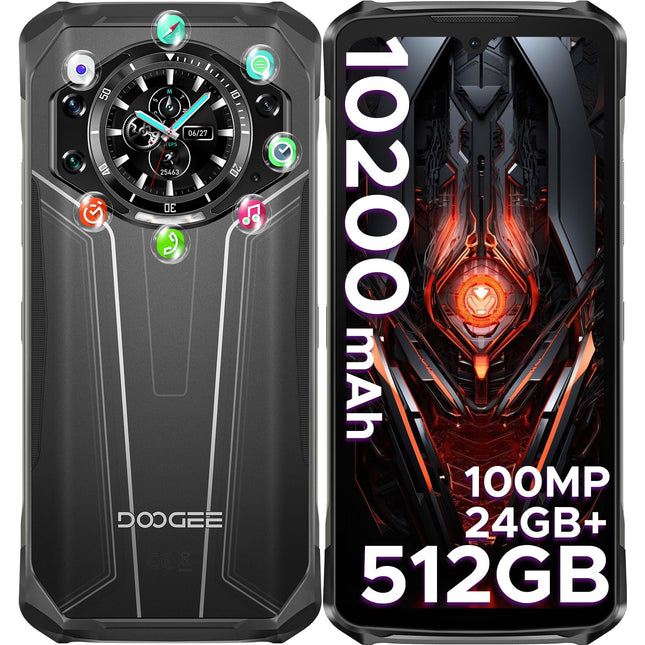 DOOGEE S119 Outdoor Handy Ohne Vertrag 10200mAh/33W Outdoor Smartphone 512GB+24GB/2TB, 1.32" Rückdisplay 6.72” FHD+ 120Hz Baustellenhandy, 100MP+16MP, IP68/ Fingerabdruck/ 3 Card Slot/NFC/Face ID