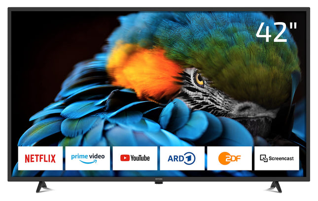 DYON Smart 42 XT - 105 cm (42-tolline) televiisor (Full HD nutiteler, HD kolmekordne tuuner (DVB-C/-S2/-T2), Prime Video, Netflix ja HbbTV)