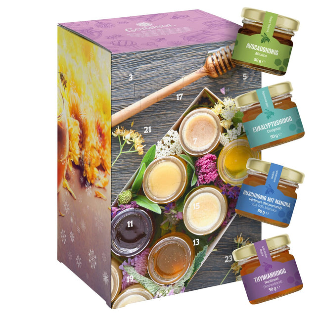 Corasol Premium Honey World Tour advendikalender peente klassikute ja eriliste haruldustega (1200 g)