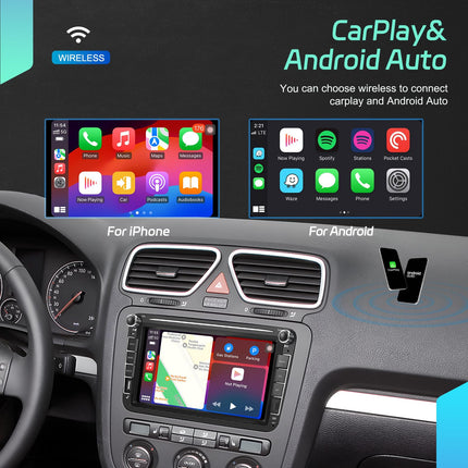 [4+64G 8-tuumaline] CAMECHO Android 13 autoraadio VW Golf 5 6 Polo Tiguan Caddy Skoda Passatile koos Carplay/Android Auto/Mirrorlinkiga, 8-tolline mahtuvuslik puuteekraan WiFi, GPS, FM, Bluetooth