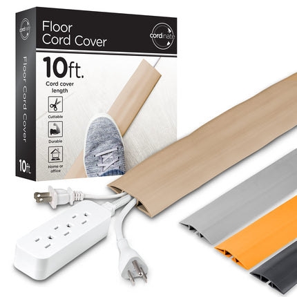 Power Gear floor cord cover, rubber, low profile, cable protector, skin-colored