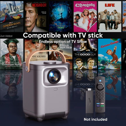 Projector, Electric Focus/Auto Keystone Correction WiFi 6 BT5.2 Mini Projector 4K Full HD 1080P Supported, 50% Zoom Portable Projector for Home Theater/Outdoor, Compatible with TV Stick/HDMI/USB/Laptop/iOS/Android