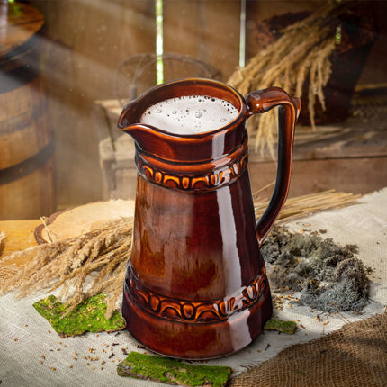 KADAX ceramic beer mug, jug with handy handle, dishwasher-safe carafe in country style, jug for mulled wine, beer, cream, sour milk, wine and liquids (6L)