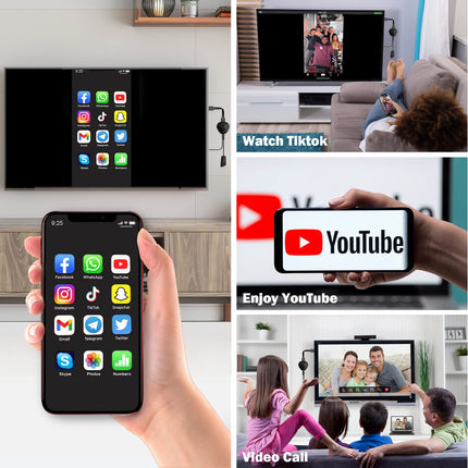 Wireless HDMI Display Dongle Adapter, 4K HDR WiFi HDMI Streaming Video Sync Adapter Compatible with Phone/Pad/OS/Android/Windows/Mac/PC to HDTV/Monitor/Projector, Miracast Airplay DLNA, Black