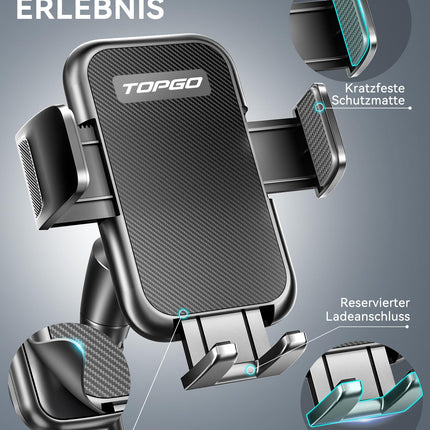 Topgo mobiiltelefonihoidik topsihoidjale, universaalne reguleeritav luigekaelaga topsihoidja autokinnitus mobiiltelefonile iPhone, Samsung, LG