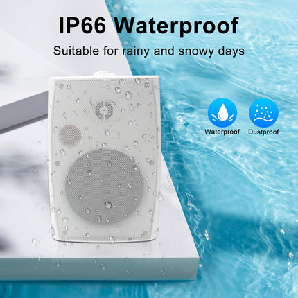 Herdio 6.5-inch Bluetooth Outdoor Speakers Waterproof with Powerful Bass Wall-Mounted Speakers All-Weather Durability for Indoor Outdoor Home Deck Porch (Pair, White)