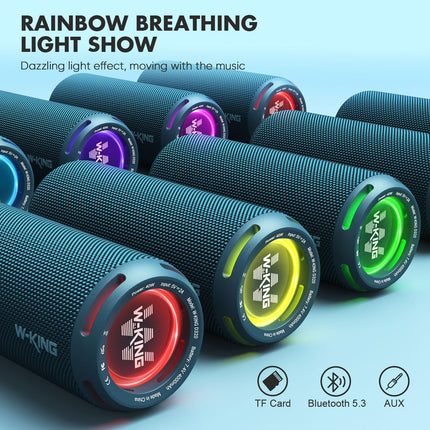 W-KING Bluetooth Speaker Box, IPX7 Music Box Speaker Boxes Bluetooth Outdoor Portable, Customized EQ App/Deep Bass, 360° Sound with V5.3/Lights/DSP/TF/AUX, 40W Party Shower Small Boom Box