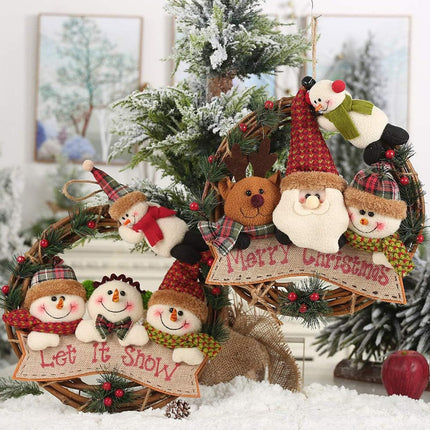 Christmas wreath snowman, 30cm Christmas decoration garland elk, Christmas wreath door wreath outdoor decoration, snowman Advent wreath, suitable for Christmas door, window, fireplace, living room decoration (B)