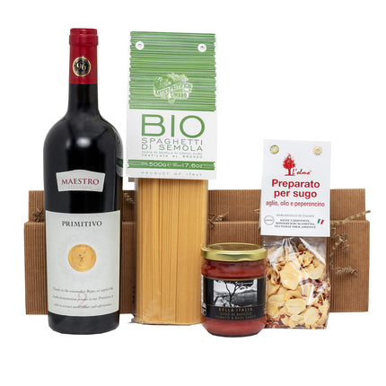 The Wine Guys The Wine Guys Gift Set "Pasta Love" Gift basket with Spaghetti di Semola, spice mix, tomato sauce and Primitivo