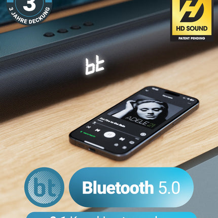 MAJORITY Naga 60 heliriba teleritele | Teleri heliriba integreeritud subwooferiga | Bluetooth-heliriba HDMI ARC-ga | 120 W kõlar teleritele | 2.1 helisüsteem ekvalaiseriga | Seinale kinnitatav heliriba