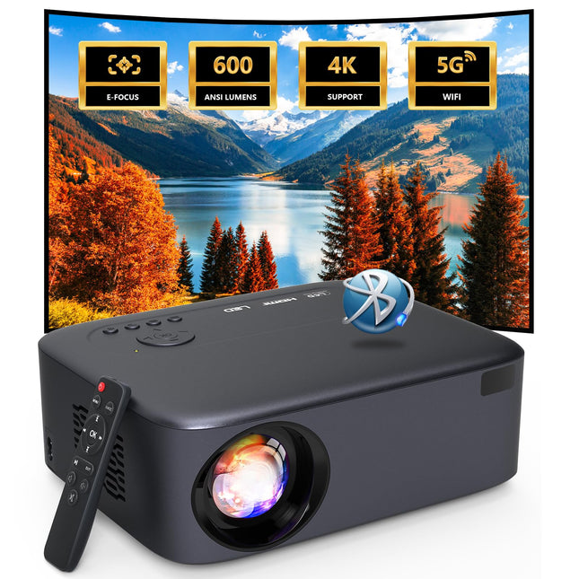 【Elektriline teravustamine/Keystone】 Toetatud 4K nutiprojektor, 26000L projektor WiFi Bluetooth sisseehitatud kõlaritega, AKATUO 300" kodukino projektori lakke kinnitatav nutitelefoni/HDMI/USB/TV-pulga jaoks