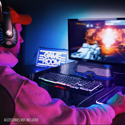 ENHANCE SB1 Computer Speakers High Excursion Soundbar - USB Powered Computer Soundbar, Under-Monitor Speaker with 10W Peak, LED Volume Control, Headset Pass Through, Gaming Soundbar for PC