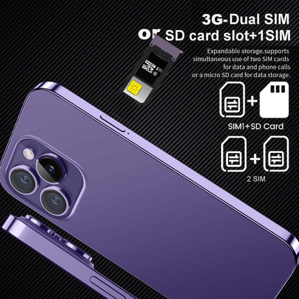 Hipipooo minitelefon, 3G nutitelefon, 3-tolline 1000mAh Android 8.1 varundusnutitelefon, 2GB+16GB (XS15-lilla)