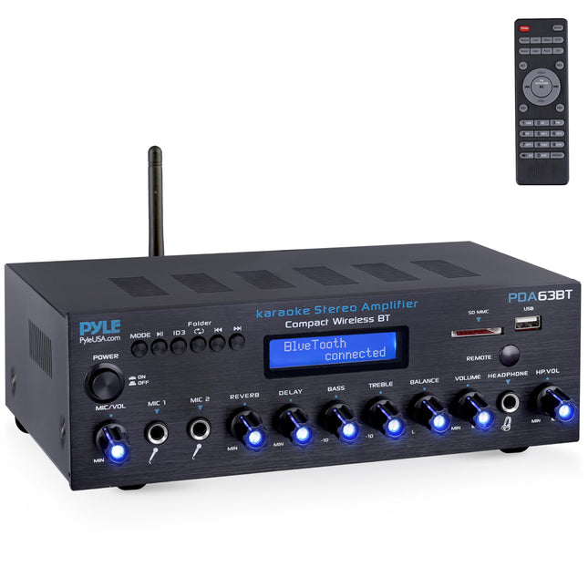 Pyle võimendi, AV-vastuvõtja, minivõimendi, stereovõimendi, Bluetooth-võimendi, 200 W võimendi, stereovastuvõtja - mitmekanaliline koos FM-raadio, BT, USB/SD, AUX, RCA, mikrofonisisendiga, BT ja FM-antenniga