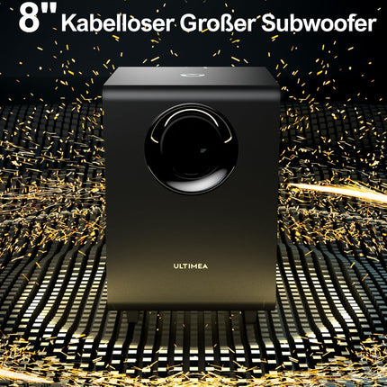 ULTIMEA 7.1.4-kanaliline heliriba Dolby Atmosega, tõeline kodukino ruumiline helisüsteem reguleeritava juhtmevaba subwooferiga, heliriba teleritele, Dolby Atmos helisüsteem, HDMI sisend/eARC väljund, Nova S90