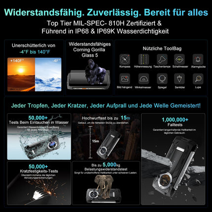 Blackview BV8200 õuetelefon kõrvaklappidega MTK G100 36GB+256GB Android 14, 2.4K FHD+ 6.5", 120Hz 500nits õuetelefon ilma lepinguta, 50MP+32MP / 8800mAh(45W) / NFC/GPS/OTG/Dual 170LM