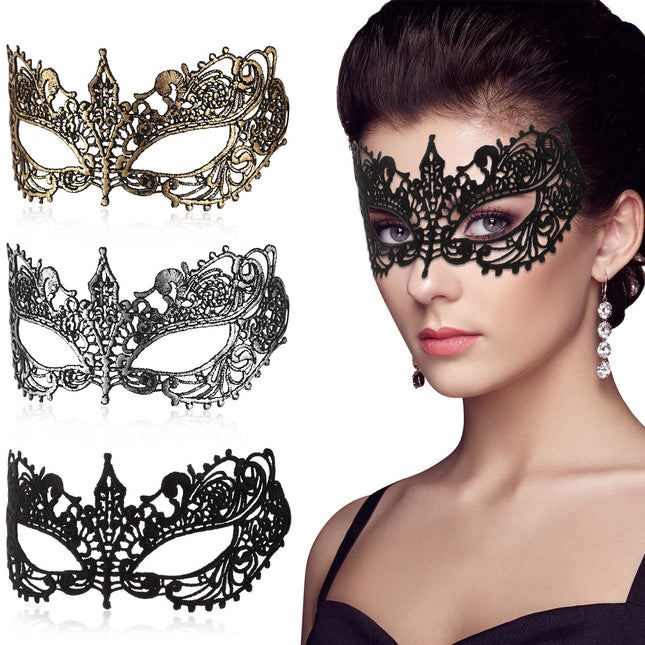 Chalyna 3-pakk pitsist maskeraadimaske, silmamask naistele, tüdrukutele, näole, Veneetsia balli peokostüüm, halloween (retro stiilis)