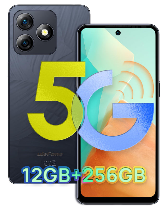 Ulefone Note 18 Ultra 5G nutitelefon, 12GB+256GB/SD-2TB mobiiltelefon ilma lepinguta 50MP+50MP+32MP kaamera 6.78" FHD+ 90Hz 5450mAh Android 13 mobiiltelefon 5G kahe SIM-kaardiga Face ID NFC 2-aastane garantii must