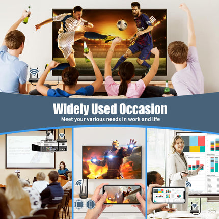 Wireless HDMI 4K, USB C/HDMI wireless transmission, 5.8G wireless 165FT/50M transmitter receiver for video audio streaming from laptop, TV box, camera to HDTV projector and monitors