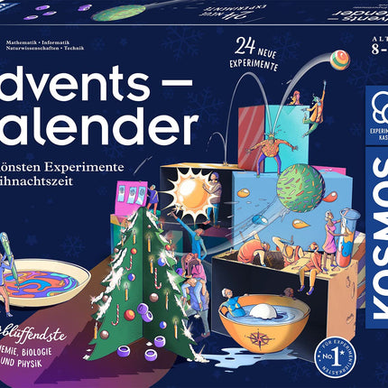 KOSMOS 661076 katsekarbi advendikalender, kõige ilusamad jõuluaja katsed 5 minutiga, lastele vanuses 8–12 aastat, mänguasjade advendikalender, teaduse advendikalender