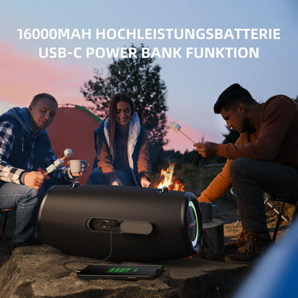 ZEALOT Bluetooth-kõlar, õue Bluetooth-kõlar, 80W stereoheli, BassUp, 16000mAh aku, AUX-port, USB, Micro SD/TF, USB-C, akupank, Bluetooth 5.2, IPX6 veekindel, telkimiseks, basseini jaoks, aia jaoks