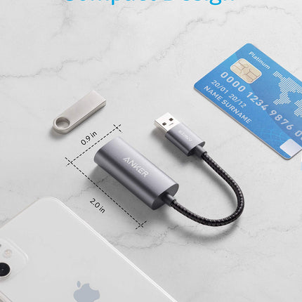 Anker PowerExpand USB 3.0 gigabaidise Etherneti adapter, alumiiniumist, kompaktne, USB-A adapter, mis ühildub MacBook Pro 2015, MacBook Air 2017 ja teistega