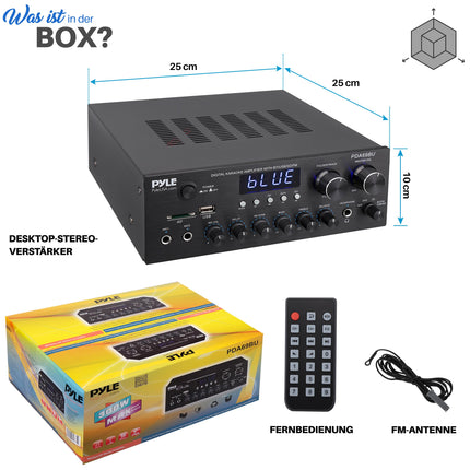 Pyle HiFi võimendi, HiFi stereo võimendi, minivõimendi, Bluetooth võimendi, võimendi, 300W HiFi vastuvõtja, stereovõimendi, Bluetooth võimendi - MP3, USB, SD, AUX, RCA, mikrofon, kõrvaklapid, FM