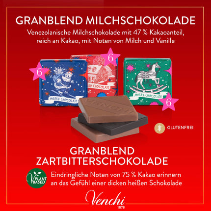 Venchi – Jõulukollektsioon – Roheline miniraamat assortii Granblend šokolaadidega, 126 g – Jõuluteemalised – Kingiidee – Gluteenivaba