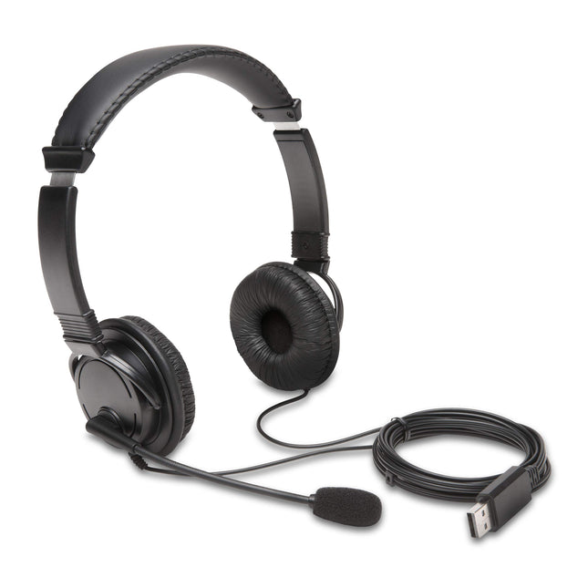Kensingtoni USB HiFi kõrvaklapid mikrofoniga, kvaliteetne stereoheli, reguleeritav mürasummutav mikrofon, peakomplekt konverentsideks, kõnedeks või mängimiseks, must, K97601WW