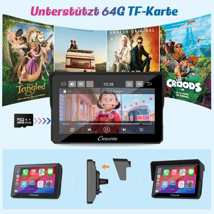 2025. aasta Carpuride W502B mootorratta Carplay ekraan BMW R1200GS R1250GS S1000XR mootorrattale, 5-tolline veekindel puuteekraan, kaasaskantav Carplay/Android Auto, GPS-navigatsioon, kahekordne Bluetooth