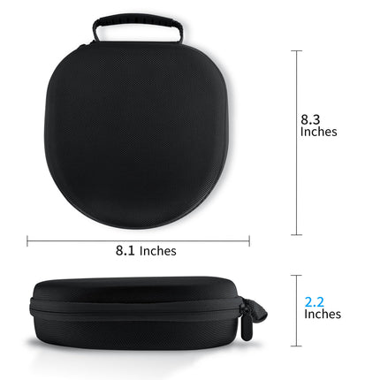 New AirPods Max Hard Case, Portable Travel Earphone Case with Silicone Earmuffs, 6-Piece Set, AirPods Max Protective Organizer - Black Bag