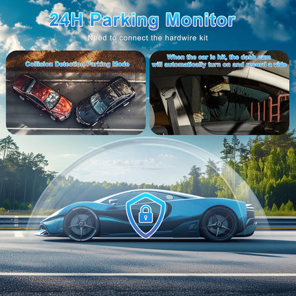 4K/2K+1080P Dashcam Car Front Rear, WiFi Dash Cam with 64GB SD Card, Dash Cam Car Night Vision, 170° Wide Angle WDR, 24/7 Parking Monitoring Functionality, G-Sensor, Loop Recording, Max 256GB