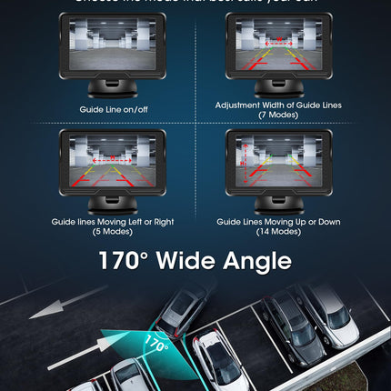 【Stabiilne signaal】AHD 1080P juhtmevaba tahavaatekaamera, juhtmevaba auto tagurduskaamera 5-tollise monitoriga 6 LED-tulega, juhtmevaba tahavaatekaamera 170° lainurk IP69 veekindel isetegemise juhend autole, haagissuvilale ja kaubikule