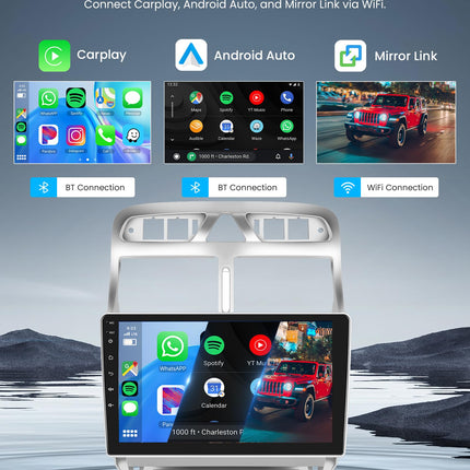 4+64G Android Car Radio for Peugeot 307/307CC/307SW 2002-2013 9 inch Touchscreen Wireless Carplay Car Radio with Android Auto Navi GPS Mirror Link Bluetooth WiFi/FM/RDS/EQ/SWC/USB Rear View Camera