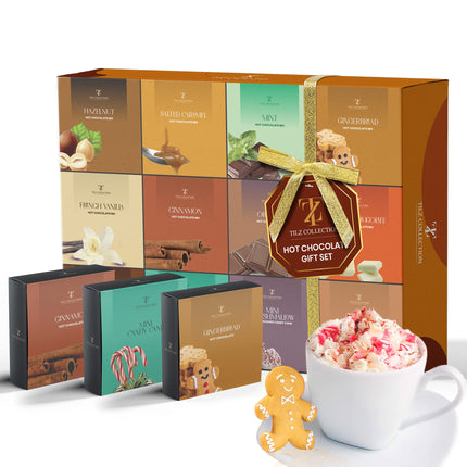 Hot Chocolate Gift Set Cocoa Gift Set Mini Hot Chocolate Various Flavors Including Roasted Marshmallow Hazelnuts Gingerbread (Pack of 12)