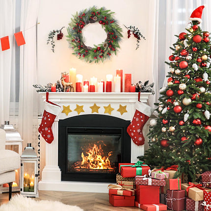 Weldomcor 60CM Christmas Wreath Door Wreath, Large Christmas Garland Fir Wreath with Christmas Balls Pine Cones Berry for Front Door Fireplace Wall Decoration