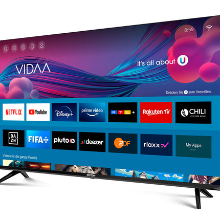 DYON Movie Smart 43 VX - 108 cm (43-tolline) televiisor (Full HD nutiteler, HD kolmekordne tuuner (DVB-C/-S2/-T2), App Store, Prime Video, Netflix, YouTube, DAZN, Disney+)